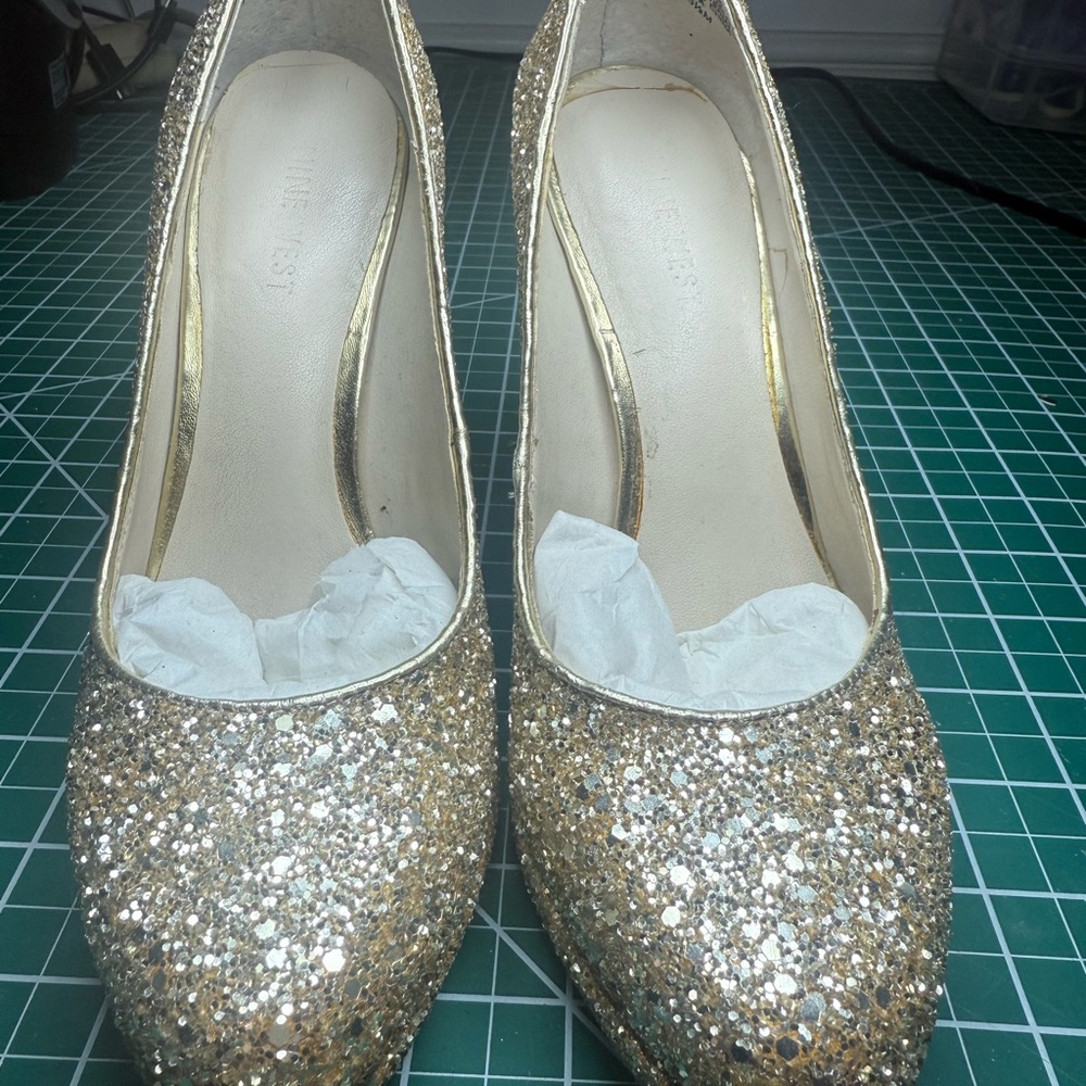 Nine West Sparkling Gold Heels